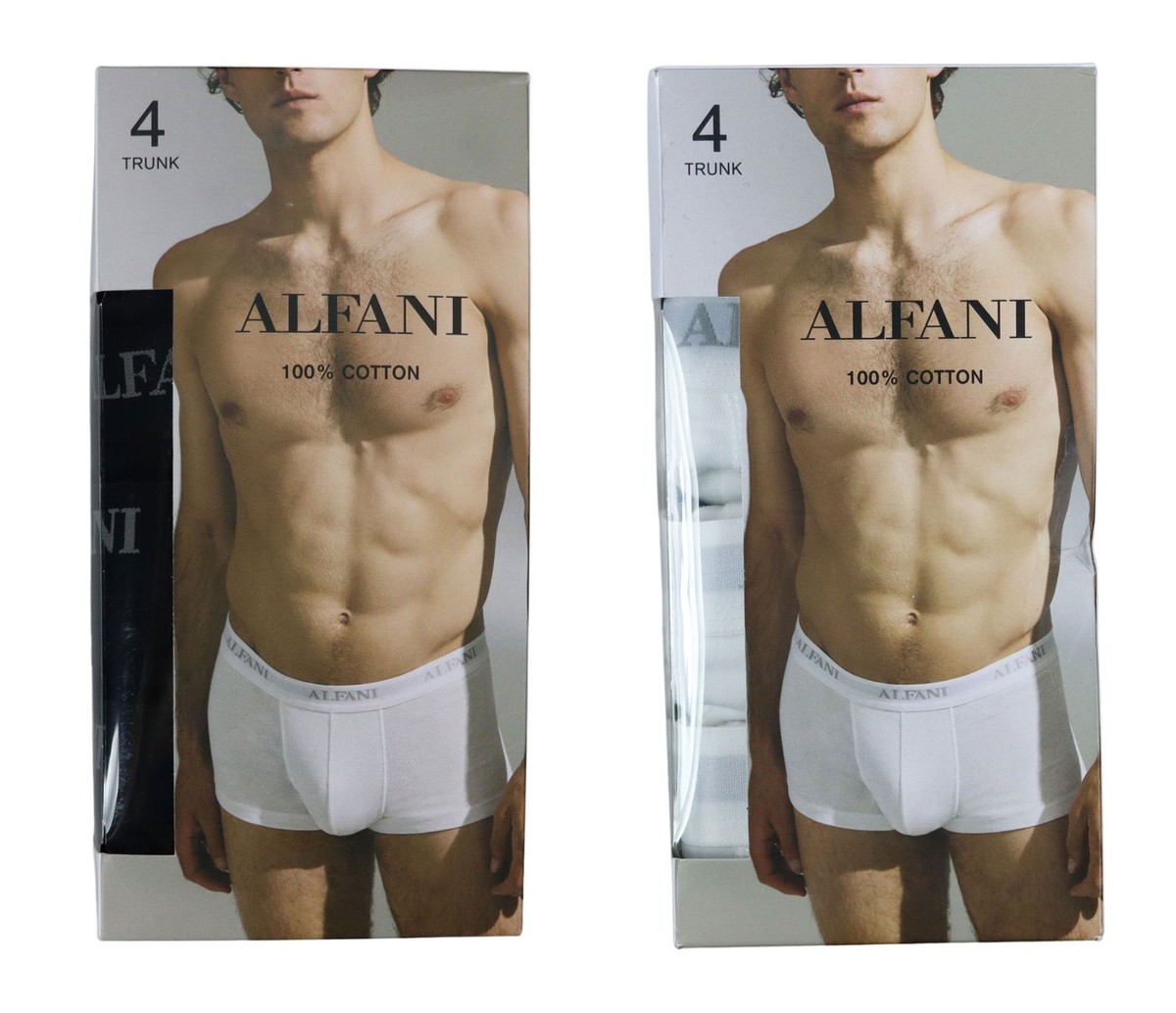 Alfani 4-Pack Moisture Wicking 100% Cotton Tagless Trunks Men's