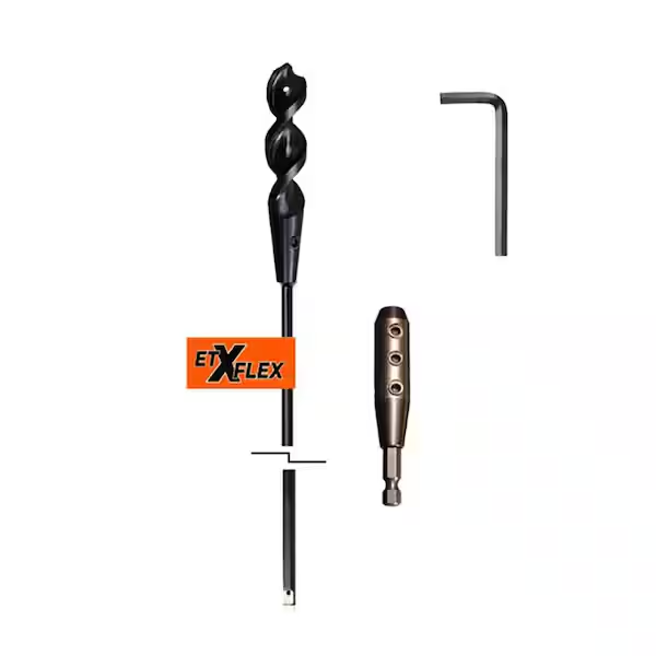 X Flex Dirt Auger Bit and Extension Kit (3-Piece), 3/4-In by 72-In Bit and 1/4-I
