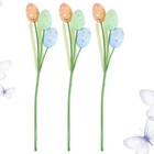 3pcs Easter Eggs Crafts Eggs Decor Flower Stick Pick Easter Themed Ornament for
