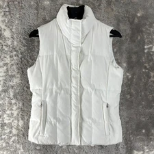 Marvin Richards Size S Duck Down Puffer Vest Jacket White Mock Neck Snap Button