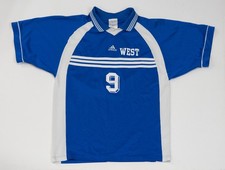 Vintage Adidas 90s Blue West Soccer Jersey USA Made Size XL West #9 Game Worn