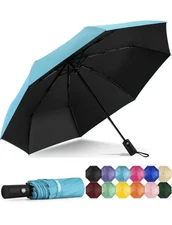 Windproof Travel Umbrella, Automatic Umbrellas for Rain - Compact Folding Umb...