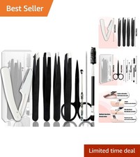 9 1 Professional Stainless Steel Eyebrow Tweezers Kit - Ultimate Hair Removal