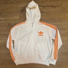 Vintage Y2K Adidas Originals Firebird Hooded Track Ivory/Orange E14575 Sz L