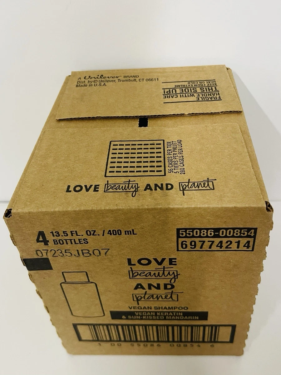 Love Beauty & Planet Shampoo Vegan Keratin & Sun-kissed Mandarin 13.5oz X 4PACK