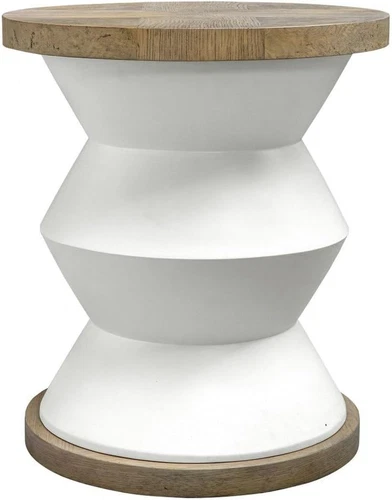 Chic  Spool White and Honey Side Table for Stylish Decor - Picture 6 of 6
