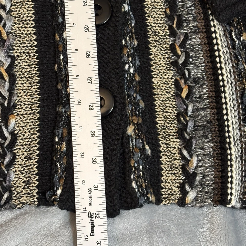 Cárdigan Suéter Parkhurst Mujer XL Negro Lana Mohair Cable Tejido Pescadores Acogedor Foto 4 de 4