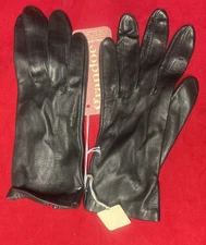 New Womens  Danier Brown Grandoe Black Leather  Dress Gloves Size 7 1/2
