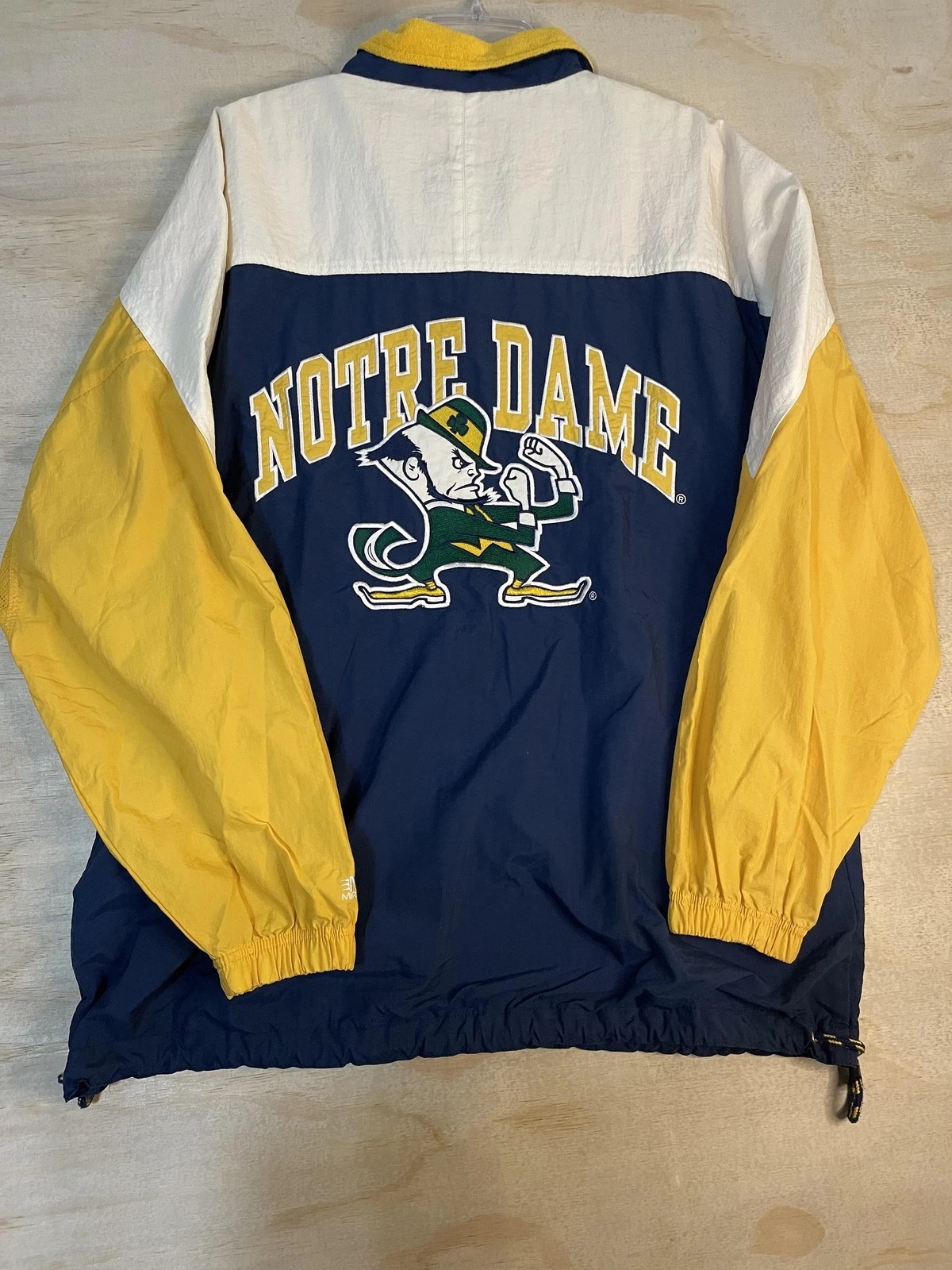 Vintage Notre Dame Jacket Mens XL Windbreaker Lined Collared Embroidered 90s