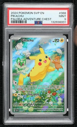 Pikachu (Paldea Adventure Chest) Holo Pokémon Scarlet & Violet Black Star PSA 9