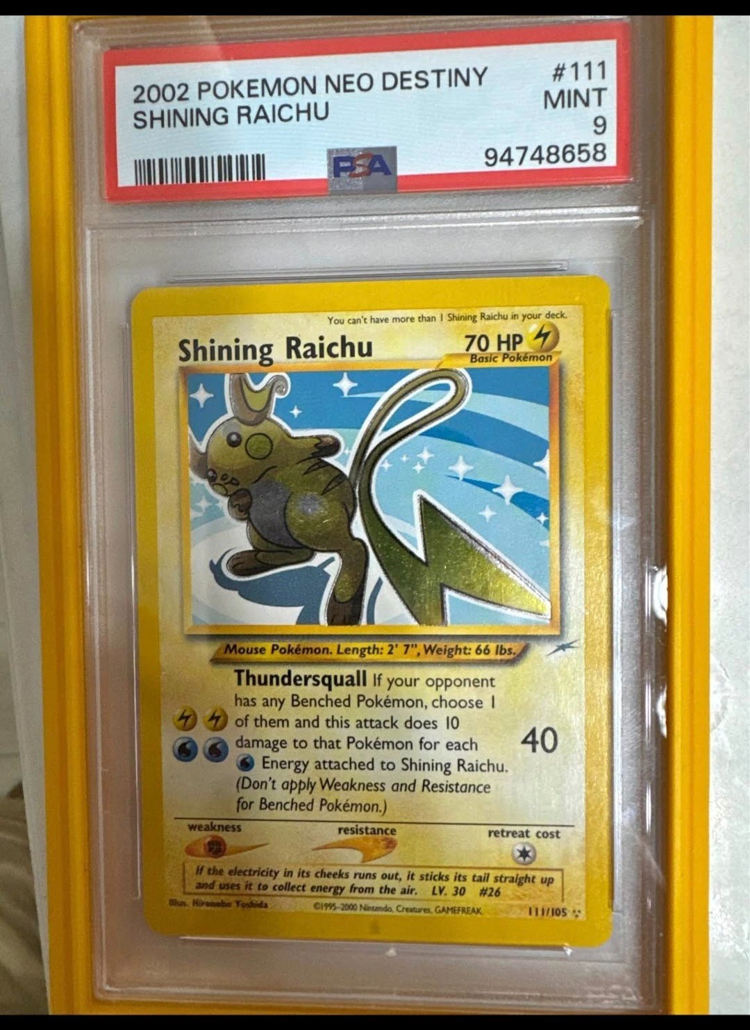 2002 POKEMON NEO DESTINY #111 SHINING RAICHU PSA 9