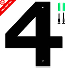 4 Inch Floating Metal House Numbers and letters, Black 4 Inch, 4