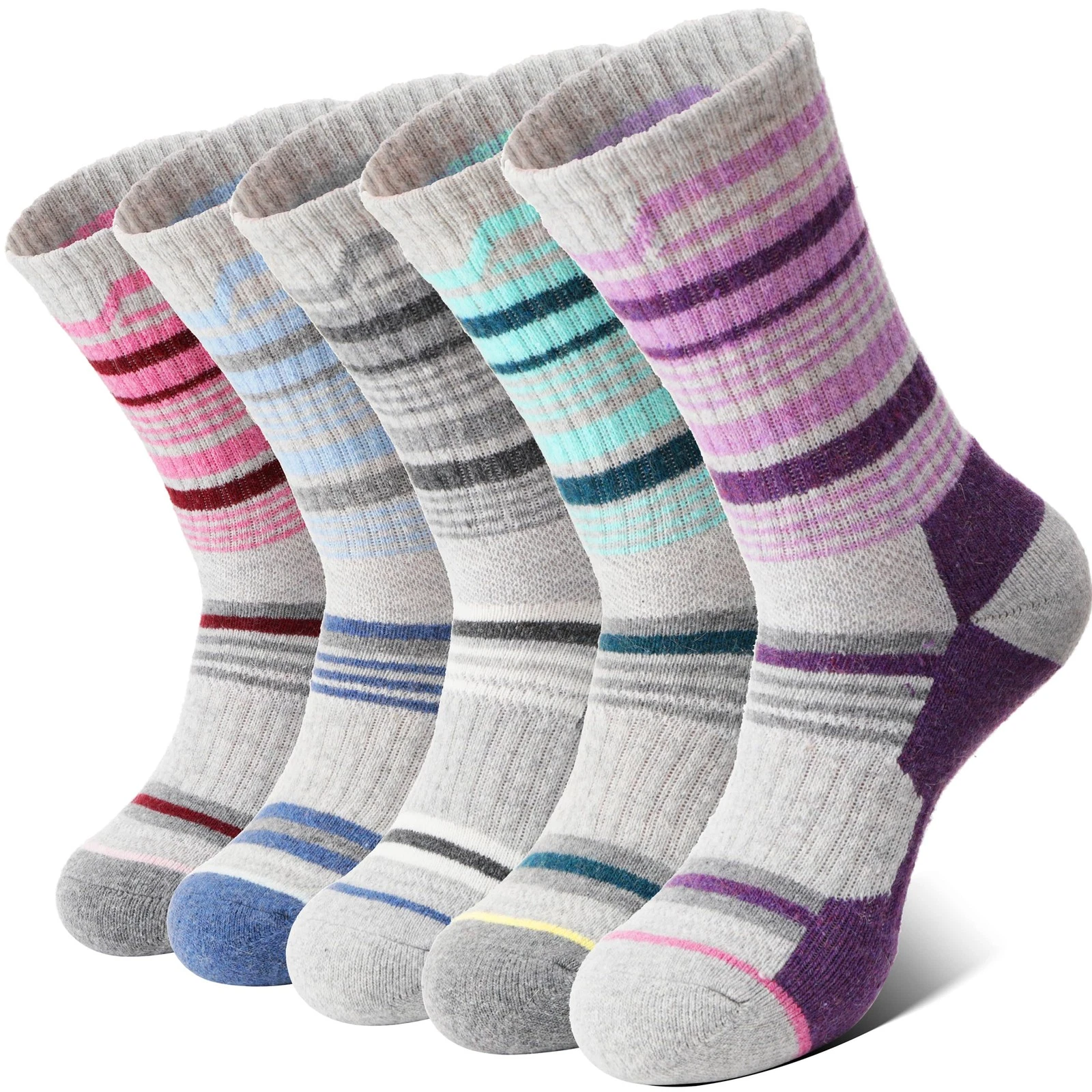 Merino Wool Hiking Socks Women 5 Pairs Thermal Winter Warm Boot Work Cushion
