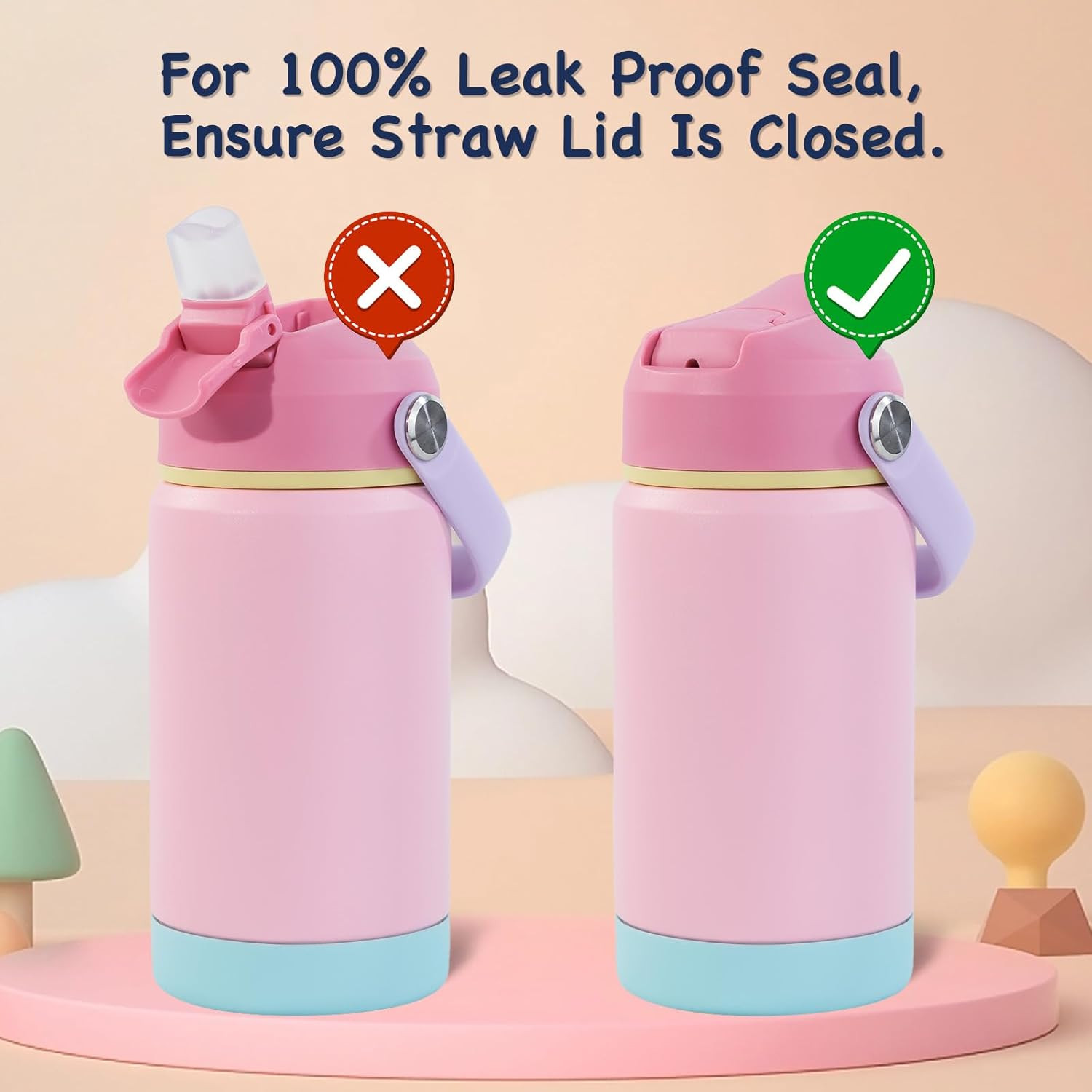 12Oz Kids Water Bottle, Stainless Steel Insulated Water Bottle for Kids, Toddler