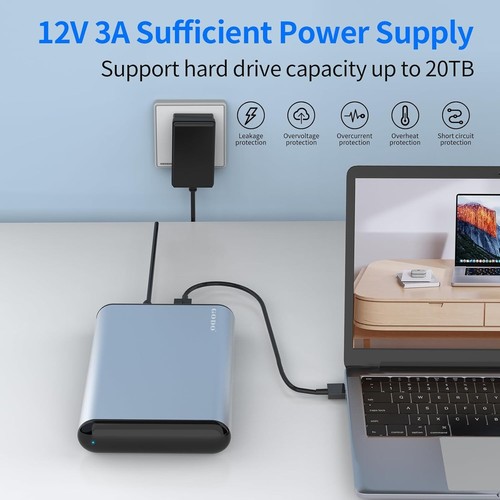 Station d'accueil durable en aluminium SAS vers disque dur USB - Prend en charge le stockage 20 To - Photo 8/10