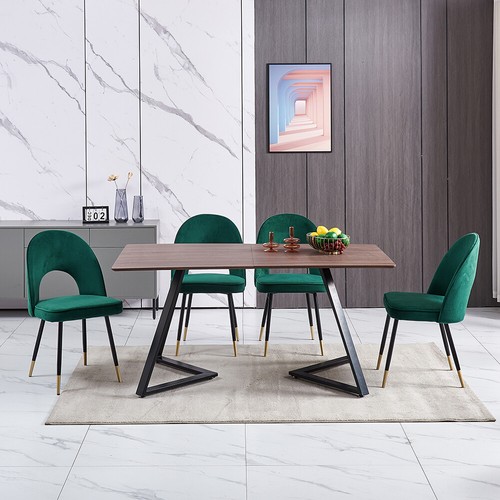 Dining Chairs Set 2 / 4 Grey Velvet Metal Legs Room Office Kitchen Furniture UK - Picture 19 of 68