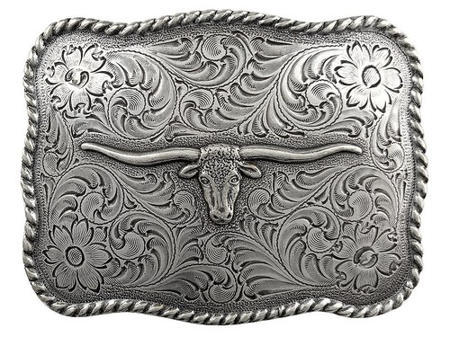 Western Texas Longhorn Steer Head Belt Buckle Fits 1-1/2" (38mm) Belt