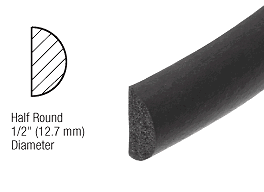 CRL AV4738 1/2" Half Round Foam Door Weatherstrip Black - Picture 3 of 3