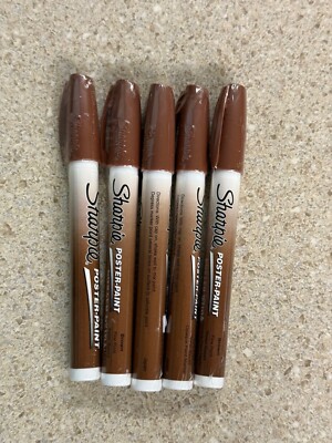 Lot of 5 Sharpie Water-Based Poster Paint Marker Fine Point Brown New