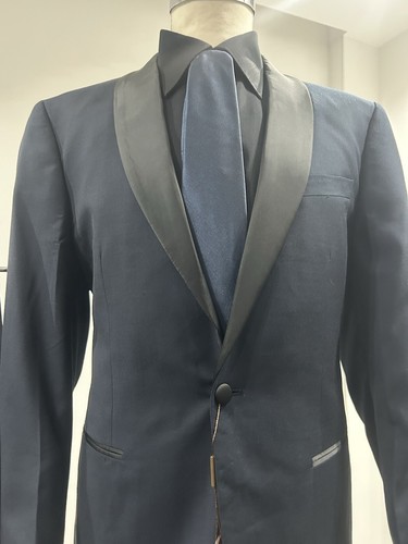 Smoking Hombre Azul Cuello Chal Made In Italy D7 46 48 50 52 54 56 58 Ceremonia - Imagen 9 de 17