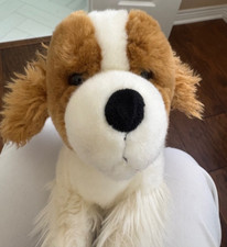 Toys R Us 12" Plush Cavalier Cocker Spaniel Dog Stuffed Animal White Brown 75689
