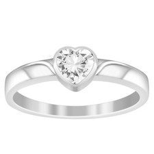 Stackable 925 Sterling Silver Heart Shape White Zirconia Women Promise Ring