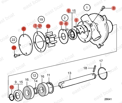 Kit de réparation de la pompe à eau AR41691 , AT32489 , HCNRE62658