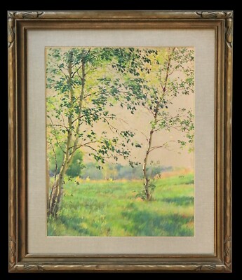 Rare Edward DUFNER Unsigned  Sunshine Landscape 20 X 25  Gouache & Watercolor