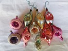 Set of indent icicle Christmas Glass Ornaments Xmas tree Decoration Vintage USSR