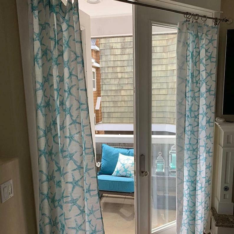 Морские шторы темно-синие занавески панели прибрежный домашний декор пляжный домик - Изображение 2 из 4