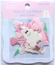 KAMIO JAPAN / Motif Collage Rabbit Tracing Flake Sticker 45 pieces