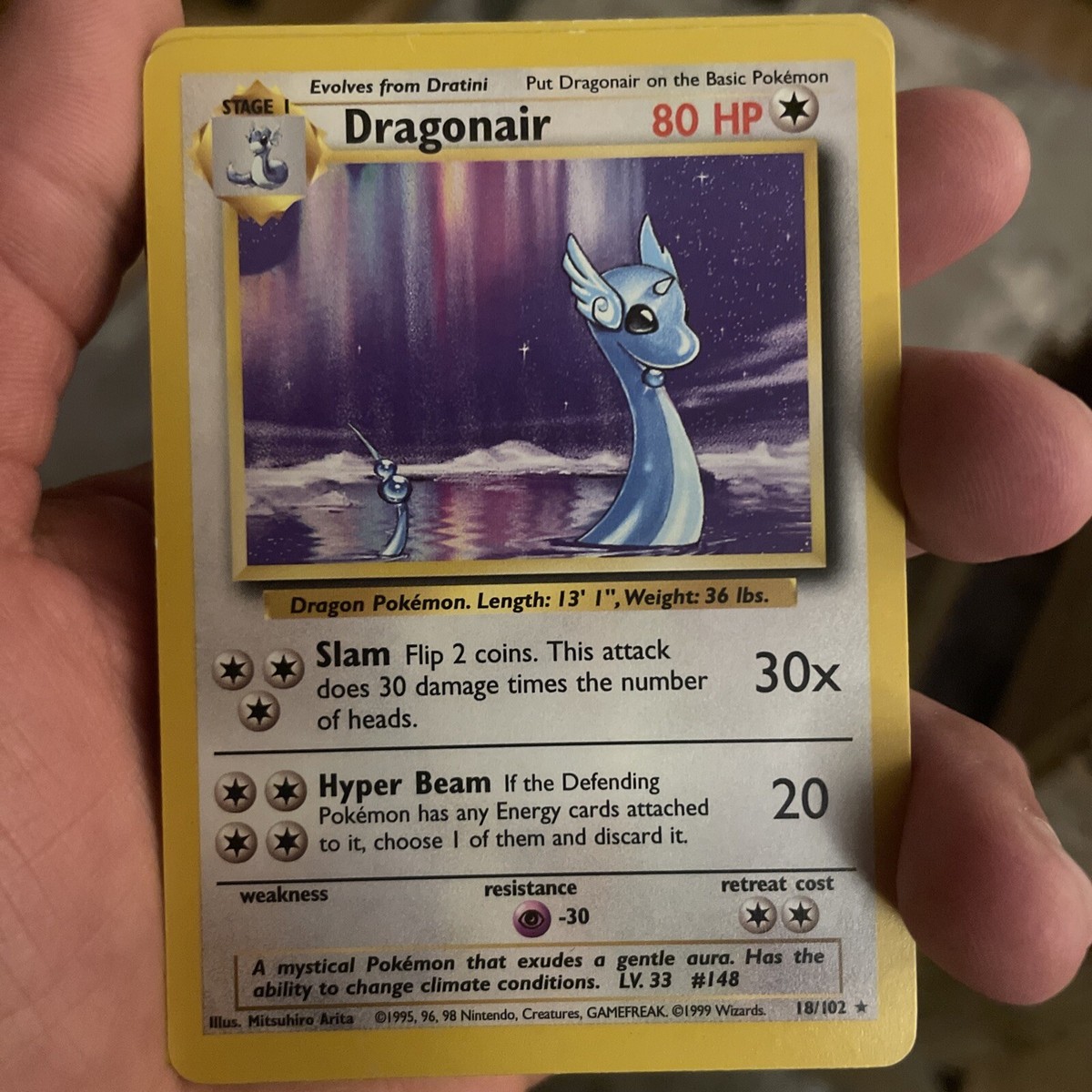 dragonair pokemon card value 18 102 Base Set Rare #18 choose and discard. Set: Base Set (Shadowless) Card: