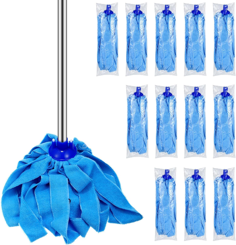 12 Pcs Microfiber Mop Heads for 0.8 Diameter Handle Floor Cleaning Wet Dry Cott