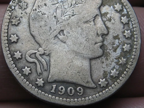 1909 P Silver Barber Quarter 25C- Fine Details, Partial LIBERTY