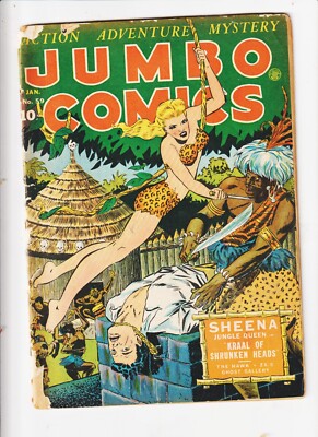 JUMBO COMICS 59 1944 GOLDEN AGE FICTION HOUSE SHEENA/ Kraal of Shrunken Heads