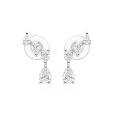 Spectrum Lab-Grown Diamond Leaf Earrings 18k Gold Pear Cluster Fine Jewelry Stud