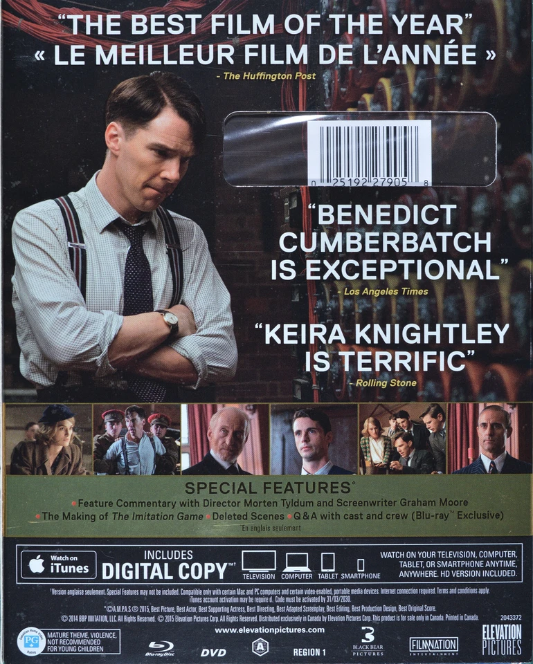The Imitation Game (Blu-ray/DVD, 2-Disc Set) - Canadian Edition - new/sealed - Image 2 of 3