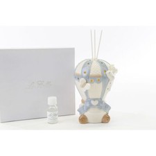 Profumatore MONGOLFIERA porcellana CELESTE luce led 10x15 cm BOMBONIERA 124X