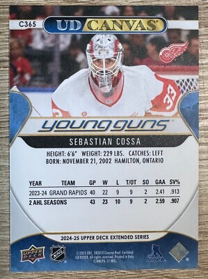 2024-25 UPPER DECK EXTENDED SERIES SEBASTIAN COSSA YOUNG GUNS