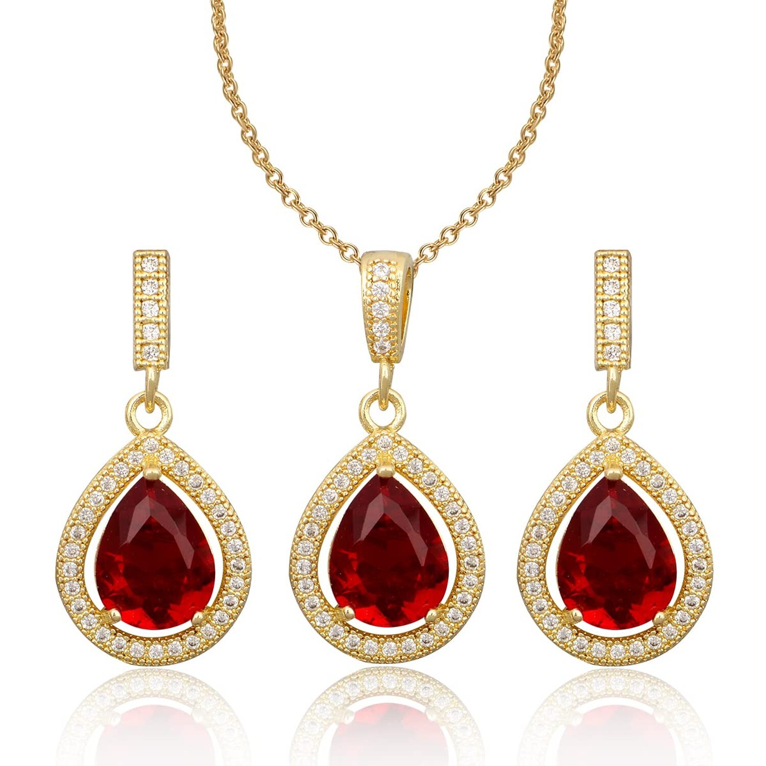 Sterling Silver Teardrop Jewelry Set with Cubic Zirconia for Women