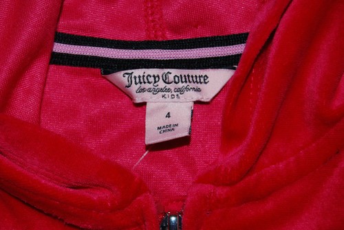 NWT Juicy Couture Kids Girls Bright Rose Pink LS Hooded Velour Jacket sz 4 6X - Picture 12 of 15