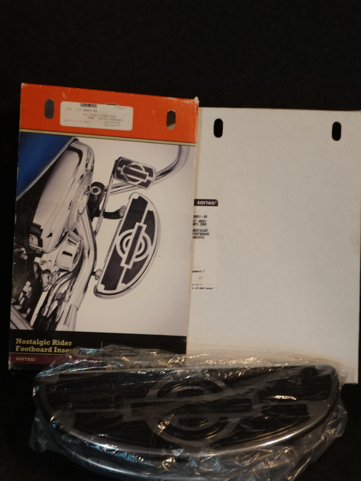 New Harley Nostalgic HalfMoon Rider Footboard Inserts FLSTS, FLSTSB