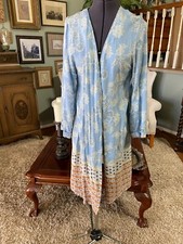 Angie Boho Rayon Open Front Split Tie Back Kimono cover-up Size Large