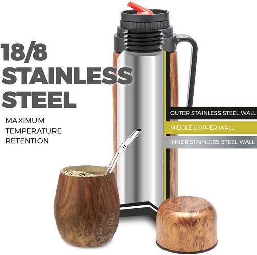 Elegant 5-Piece Yerba Mate Kit - Stainless Steel Gourd, Thermos and Accessories - Picture 5 of 9