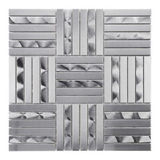 Brushed Nickel Stainless Steel Metallic Swirling Parquet Mosaic Tile Backsplash