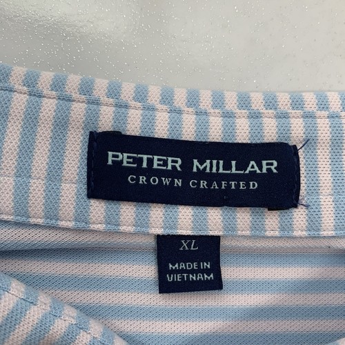 Peter Millar Polo Shirt XL Crown Crafted Blue Stripe Golf Travel Work Activewear - Picture 9 of 12