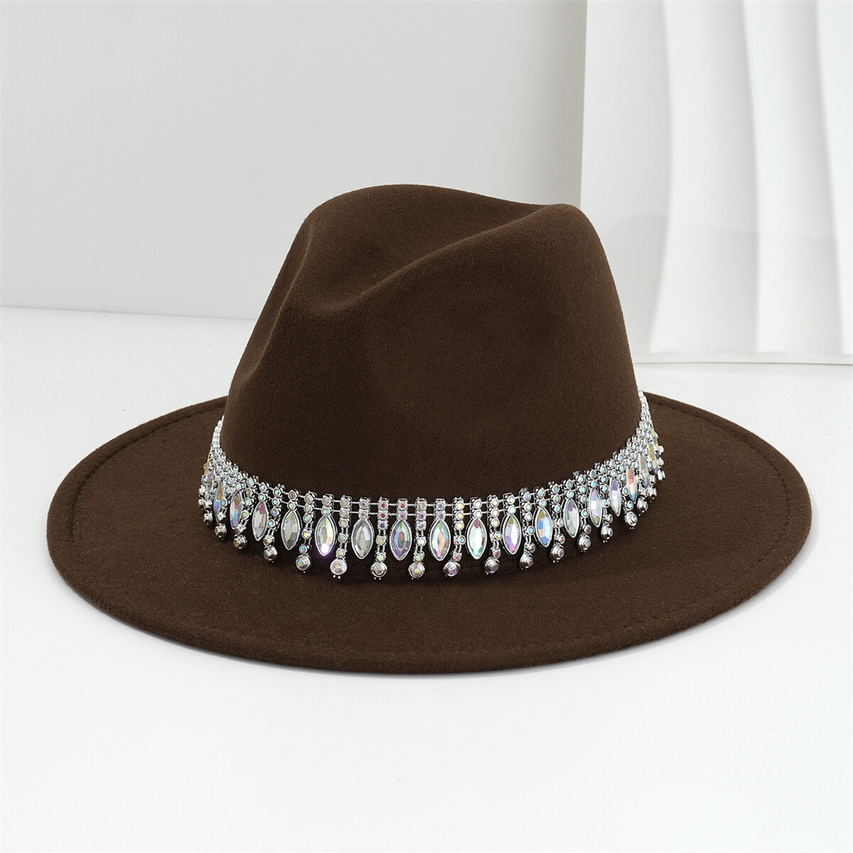 Women Cowgirl Hat Drop Rhinestone Fringe Bling Wide Western 