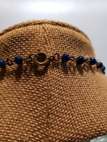Vintage 1920's Art Deco Lapis Lazuli Grape and Leaf Design Necklace 17 inches - Picture 10 of 12