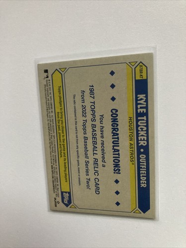 2022 Topps Series 2 87BR-KT Kyle Tucker Relic Gold Parallel /50 Astros - Picture 6 of 6