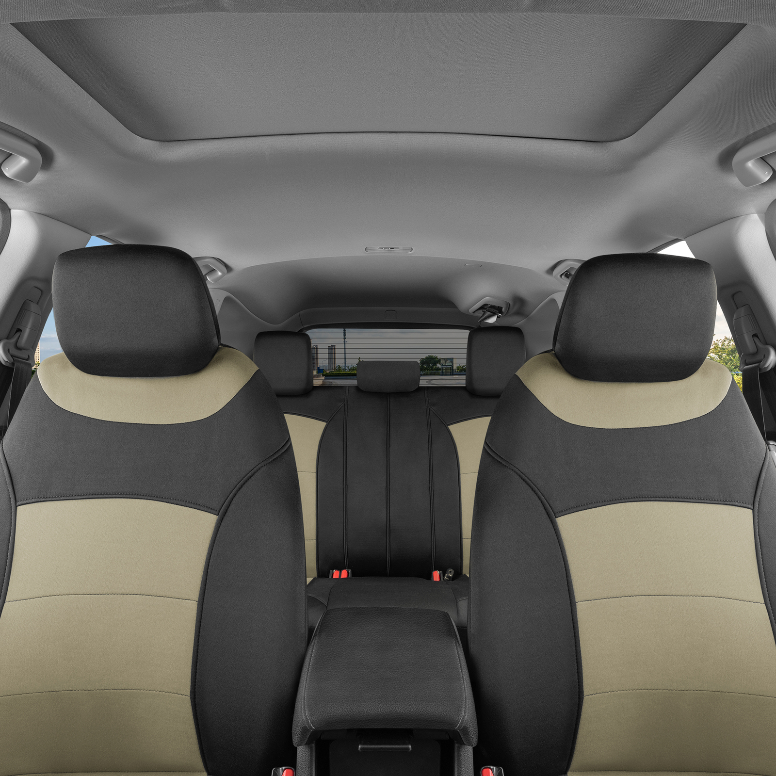 Beige Car Seat Covers Full Set for Auto Truck SUV Front & Rear